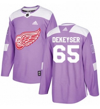 Youth Adidas Detroit Red Wings 65 Danny DeKeyser Authentic Purple Fights Cancer Practice NHL Jersey