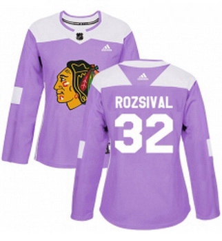 Womens Adidas Chicago Blackhawks 32 Michal Rozsival Authentic Purple Fights Cancer Practice NHL Jers