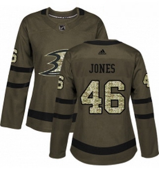 Womens Adidas Anaheim Ducks 46 Max Jones Authentic Green Salute to Service NHL Jersey