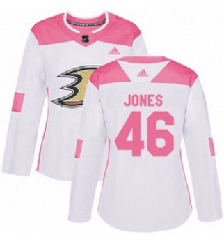 Womens Adidas Anaheim Ducks 46 Max Jones Authentic WhitePink Fas