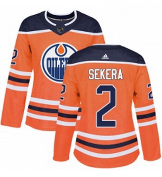 Womens Adidas Edmonton Oilers 2 Andrej Sekera Authentic Orange Home NHL Jersey