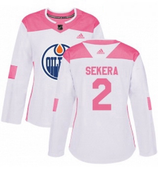 Womens Adidas Edmonton Oilers 2 Andrej Sekera Authentic WhitePink Fashion NHL Jersey