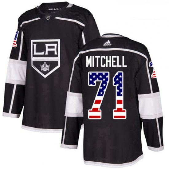 Youth Adidas Los Angeles Kings 71 Torrey Mitchell Authentic Black USA Flag Fashion NHL Jersey