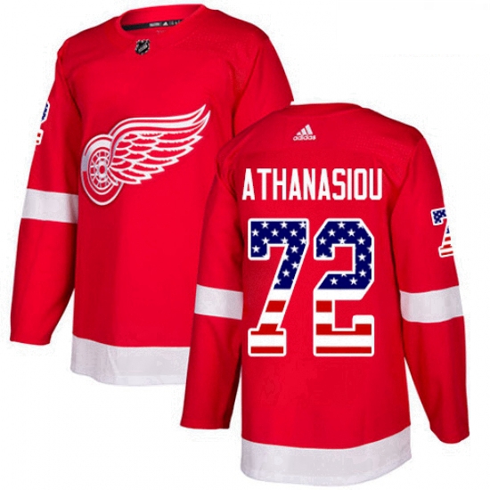 Youth Adidas Detroit Red Wings 72 Andreas Athanasiou Authentic Red USA Flag Fashion NHL Jersey