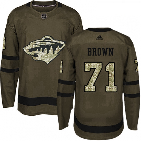 Youth Adidas Minnesota Wild 71 J T Brown Authentic Green Salute 