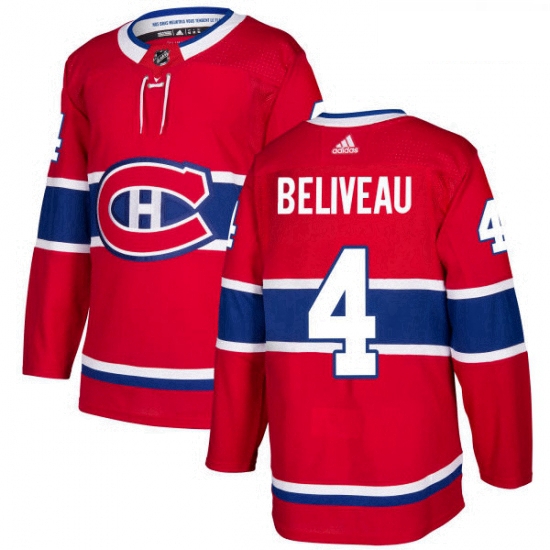 Youth Adidas Montreal Canadiens 4 Jean Beliveau Premier Red Home NHL Jersey