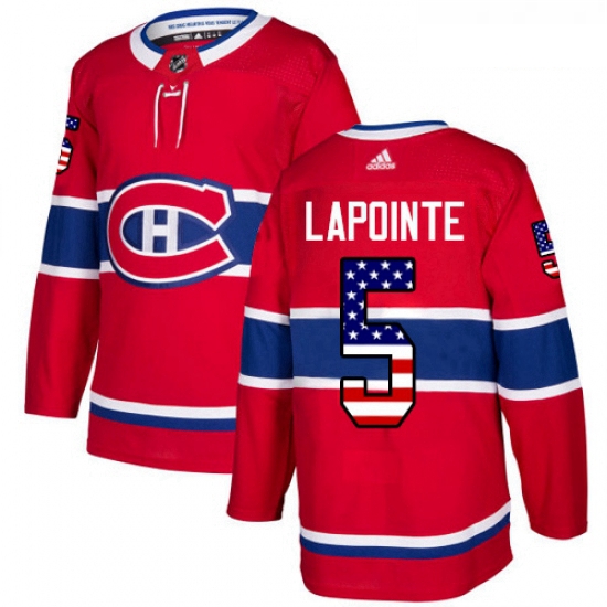 Youth Adidas Montreal Canadiens 5 Guy Lapointe Authentic Red USA Flag Fashion NHL Jersey