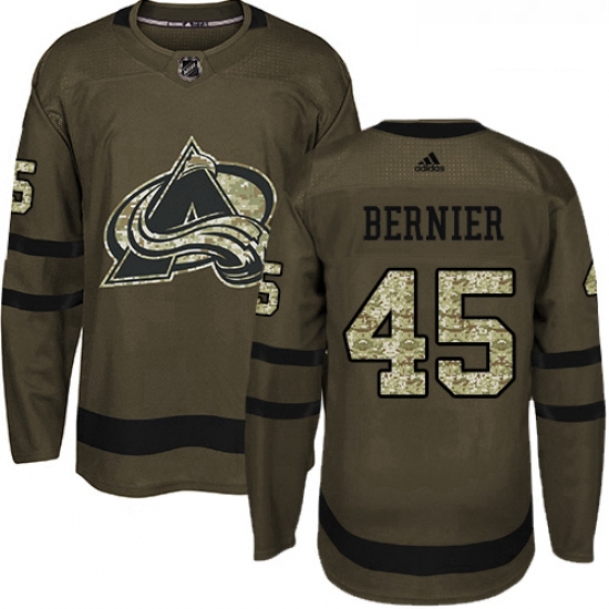 Youth Adidas Colorado Avalanche 45 Jonathan Bernier Authentic Green Salute to Service NHL Jersey