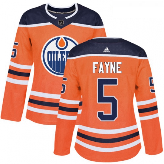 Womens Adidas Edmonton Oilers 5 Mark Fayne Authentic Orange Home