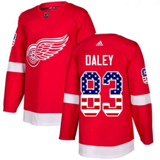 Youth Adidas Detroit Red Wings 83 Trevor Daley Authentic Red USA Flag Fashion NHL Jersey