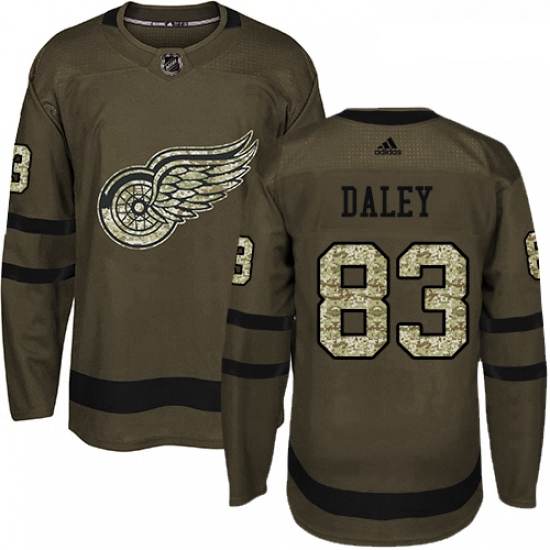 Youth Adidas Detroit Red Wings 83 Trevor Daley Premier Green Salute to Service NHL Jersey