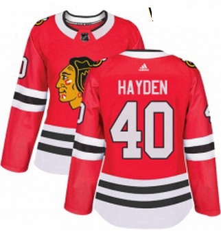 Womens Adidas Chicago Blackhawks 40 John Hayden Authentic Red Home NHL Jersey