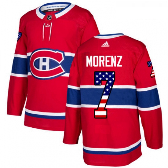 Youth Adidas Montreal Canadiens 7 Howie Morenz Authentic Red USA Flag Fashion NHL Jersey