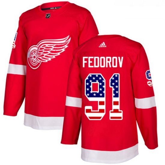 Youth Adidas Detroit Red Wings 91 Sergei Fedorov Authentic Red U