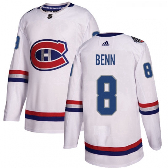 Youth Adidas Montreal Canadiens 8 Jordie Benn Authentic White 2017 100 Classic NHL Jersey