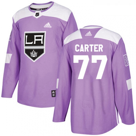 Youth Adidas Los Angeles Kings 77 Jeff Carter Authentic Purple Fights Cancer Practice NHL Jersey