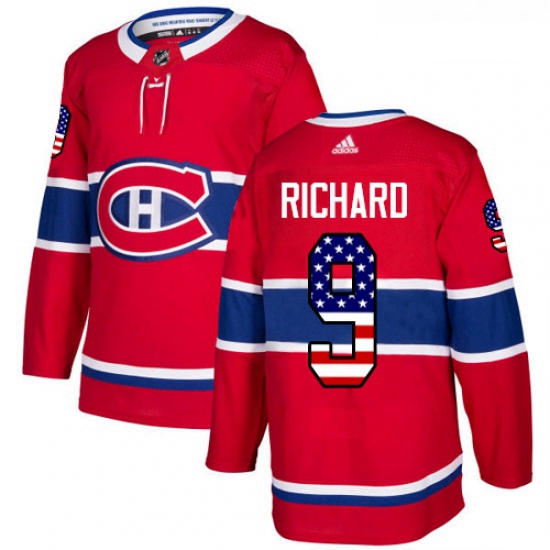 Youth Adidas Montreal Canadiens 9 Maurice Richard Authentic Red USA Flag Fashion NHL Jersey