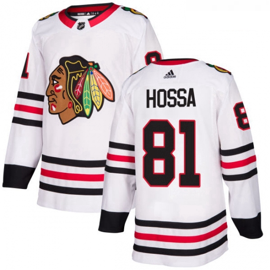 Youth Adidas Chicago Blackhawks 81 Marian Hossa Authentic White Away NHL Jersey