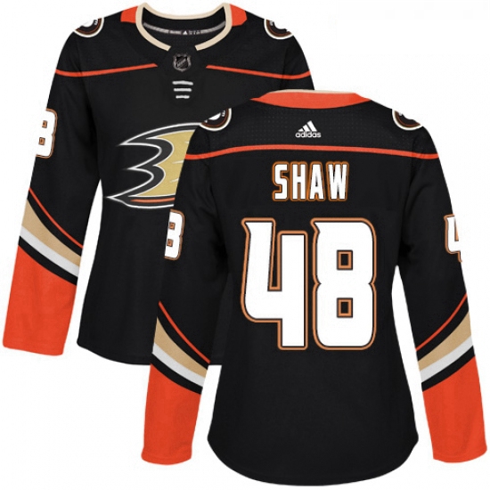 Womens Adidas Anaheim Ducks 48 Logan Shaw Authentic Black Home NHL Jersey