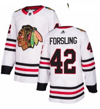 Womens Adidas Chicago Blackhawks 42 Gustav Forsling Authentic White Away NHL Jersey