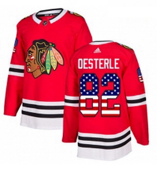 Youth Adidas Chicago Blackhawks 82 Jordan Oesterle Authentic Red USA Flag Fashion NHL Jersey