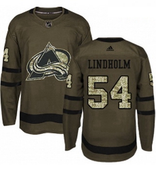 Youth Adidas Colorado Avalanche 54 Anton Lindholm Authentic Green Salute to Service NHL Jersey