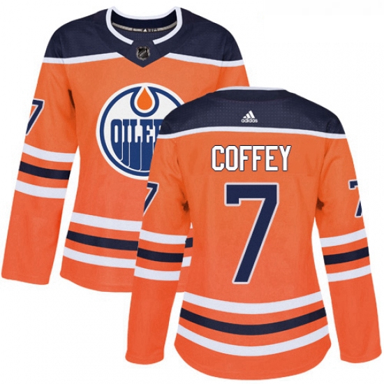 Womens Adidas Edmonton Oilers 7 Paul Coffey Authentic Orange Home NHL Jersey