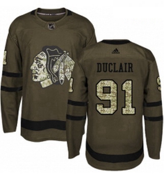 Youth Adidas Chicago Blackhawks 91 Anthony Duclair Authentic Green Salute to Service NHL Jersey