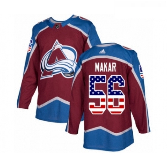 Youth Adidas Colorado Avalanche 56 Cale Makar Authentic Burgundy Red USA Flag Fashion NHL Jersey