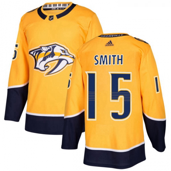 Youth Adidas Nashville Predators 15 Craig Smith Authentic Gold Home NHL Jersey