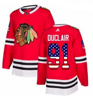 Youth Adidas Chicago Blackhawks 91 Anthony Duclair Authentic Red USA Flag Fashion NHL Jersey