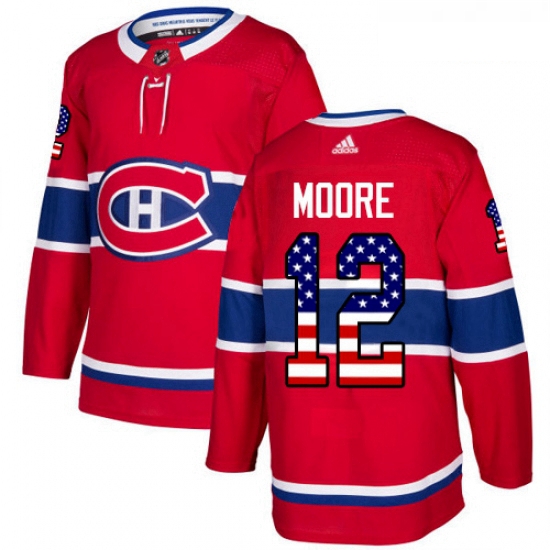 Youth Adidas Montreal Canadiens 12 Dickie Moore Authentic Red USA Flag Fashion NHL Jersey