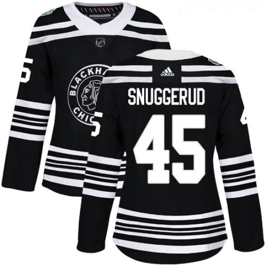 Womens Adidas Chicago Blackhawks 45 Luc Snuggerud Authentic Black 2019 Winter Classic NHL Jersey