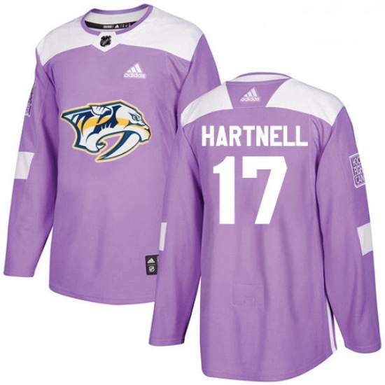 Youth Adidas Nashville Predators 17 Scott Hartnell Authentic Purple Fights Cancer Practice NHL Jerse