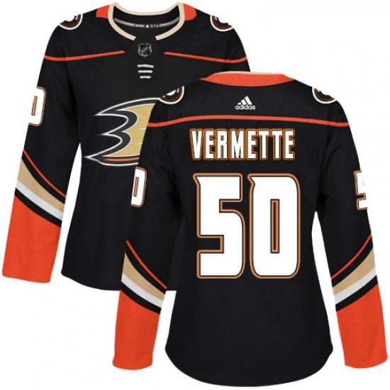 Womens Adidas Anaheim Ducks 50 Antoine Vermette Authentic Black Home NHL Jersey