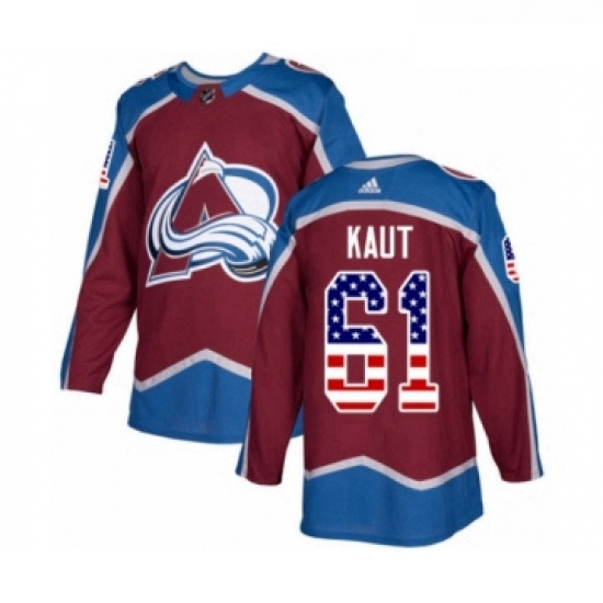 Youth Adidas Colorado Avalanche 61 Martin Kaut Authentic Burgundy Red USA Flag Fashion NHL Jersey