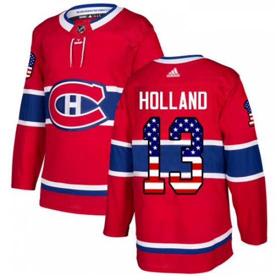 Youth Adidas Montreal Canadiens 13 Peter Holland Authentic Red USA Flag Fashion NHL Jersey