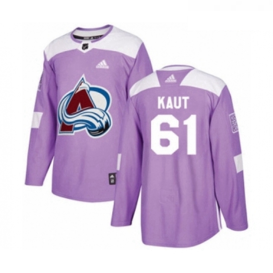 Youth Adidas Colorado Avalanche 61 Martin Kaut Authentic Purple Fights Cancer Practice NHL Jersey