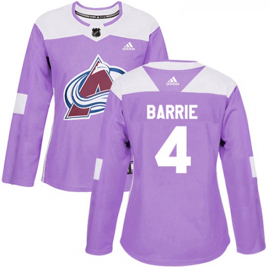 Womens Adidas Colorado Avalanche 4 Tyson Barrie Authentic Purple Fights Cancer Practice NHL Jersey