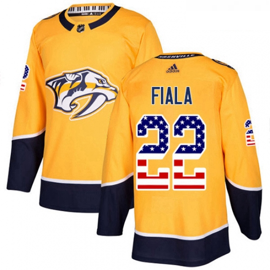 Youth Adidas Nashville Predators 22 Kevin Fiala Authentic Gold USA Flag Fashion NHL Jersey