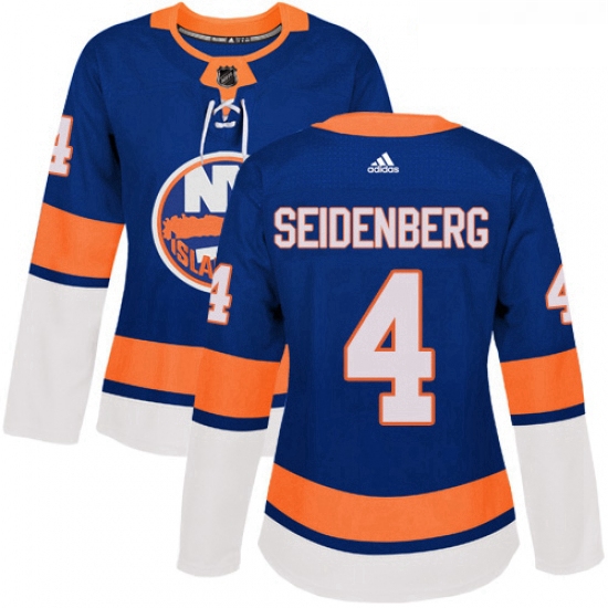 Womens Adidas New York Islanders 4 Dennis Seidenberg Authentic Royal Blue Home NHL Jersey