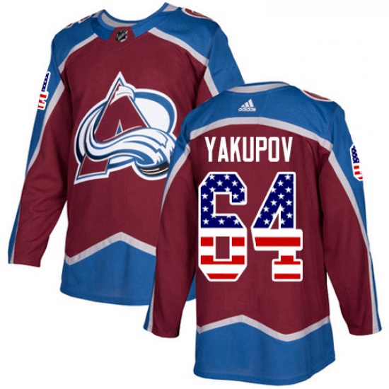 Youth Adidas Colorado Avalanche 64 Nail Yakupov Authentic Burgundy Red USA Flag Fashion NHL Jersey