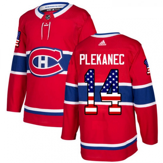 Youth Adidas Montreal Canadiens 14 Tomas Plekanec Authentic Red USA Flag Fashion NHL Jersey