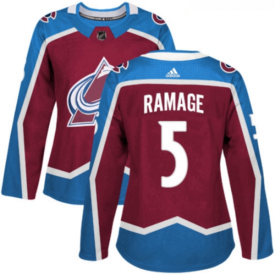 Womens Adidas Colorado Avalanche 5 Rob Ramage Authentic Burgundy Red Home NHL Jersey