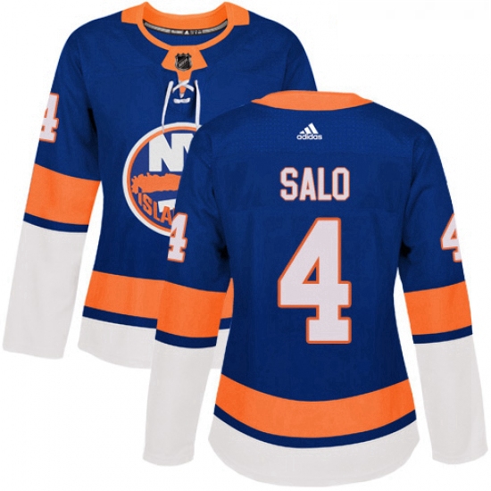 Womens Adidas New York Islanders 4 Robin Salo Authentic Royal Blue Home NHL Jersey