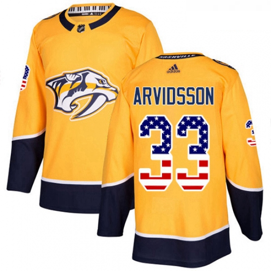 Youth Adidas Nashville Predators 33 Viktor Arvidsson Authentic Gold USA Flag Fashion NHL Jersey