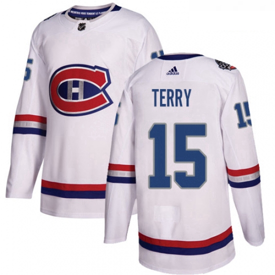 Youth Adidas Montreal Canadiens 15 Chris Terry Authentic White 2017 100 Classic NHL Jersey