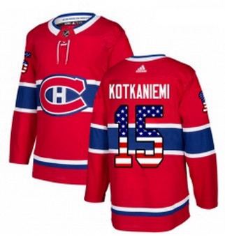 Youth Adidas Montreal Canadiens 15 Jesperi Kotkaniemi Authentic Red USA Flag Fashion NHL Jersey