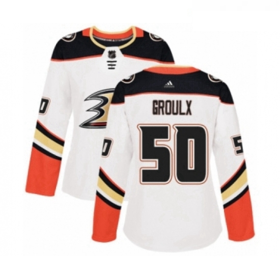 Womens Adidas Anaheim Ducks 50 Benoit Olivier Groulx Authentic White Away NHL Jersey