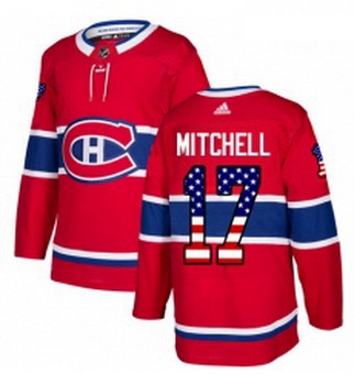 Youth Adidas Montreal Canadiens 17 Torrey Mitchell Authentic Red USA Flag Fashion NHL Jersey